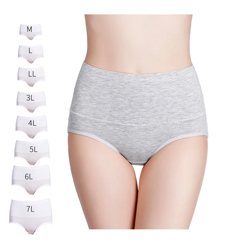 1/2pcs Women\'s Cotton Panties Plus Size Solid Briefs Panties For Women Underwear High Waist  Abdomen Underpants Female Intimates