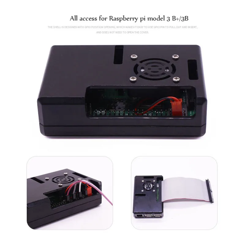 Raspberry Pi 3 B+/3B Case with Fan ABS Shell with Cooling Fan For Pi 3 Model B+/ 3B