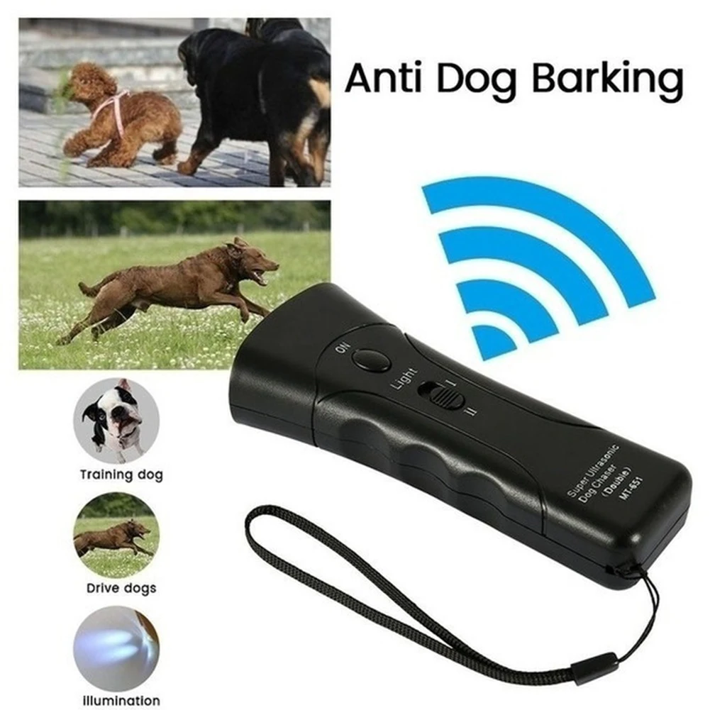 2 in 1 Double Head Stop Bark Deterrents Ultrasonic Pet Dog Repeller Trumpet LED Flashlight Portable Anti Barking Control Puppy T