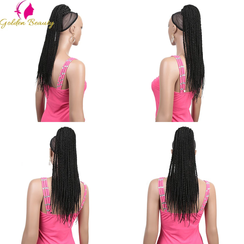 Box Braided Drawstring Ponytail Bulk-Free Wrap Around Pony 20Inch Hairpiece Clip-in Braiding 2X Drawstring Ponytail Braided Hair