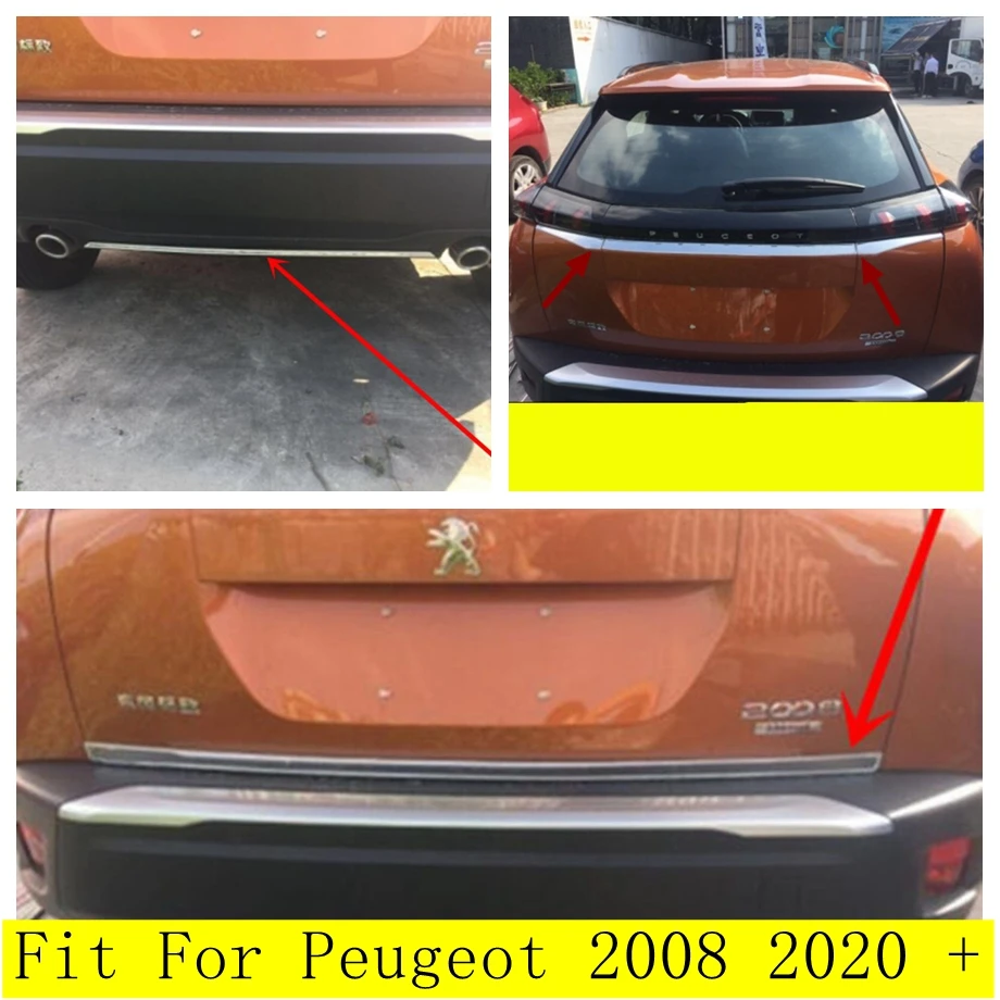 

Rear Trunk Bumper & Upper Tail Gate Back Strip & Door Molding Stripes Panel Cover Trim For Peugeot 2008 2020 - 2022 Accessories