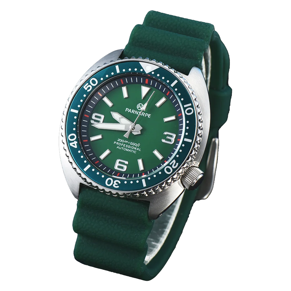 PARNSRPE Diver Men\'s Automatic mechanical watch Watch green Dial Sapphire Glass Japan NH35 Movement