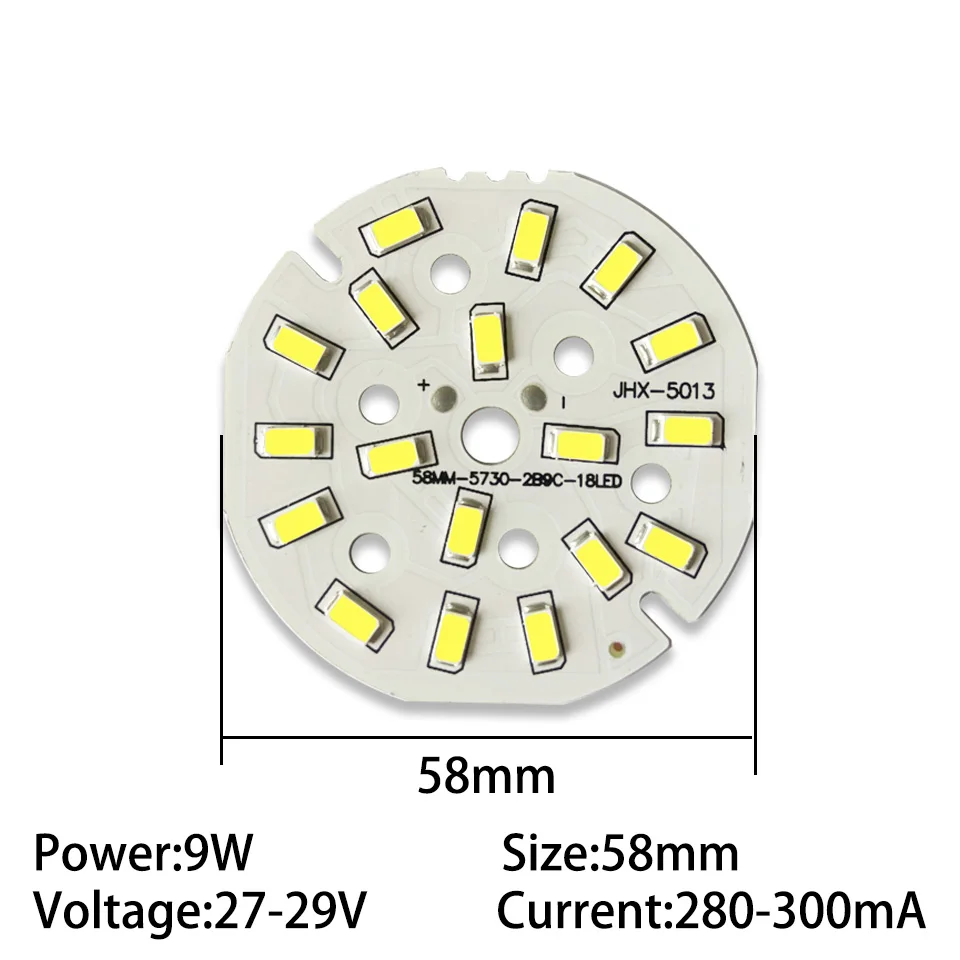 5 sztuk 9W SMD5730 300mA LED PCB Panel oświetleniowy koraliki do lampy 50mm 58mm 65mm biały naturalna biel ciepły biały okrągłe lampy sufitowe