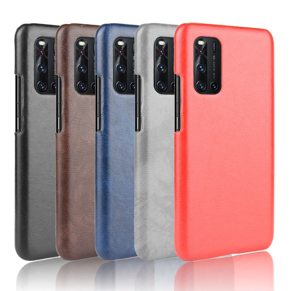 Vivo V19 Case vivo V19 Retro PU Leather Litchi Pattern Skin PC Hard Back Cover For Vivo V19 V 19 Phone Bag Cases