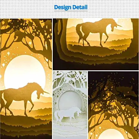 Papercut Light boxes, 3D Shadow Box Led light night lamp, Decorative Mood Light for Kids and Adults, Baby Nursery Kids Bedroom L