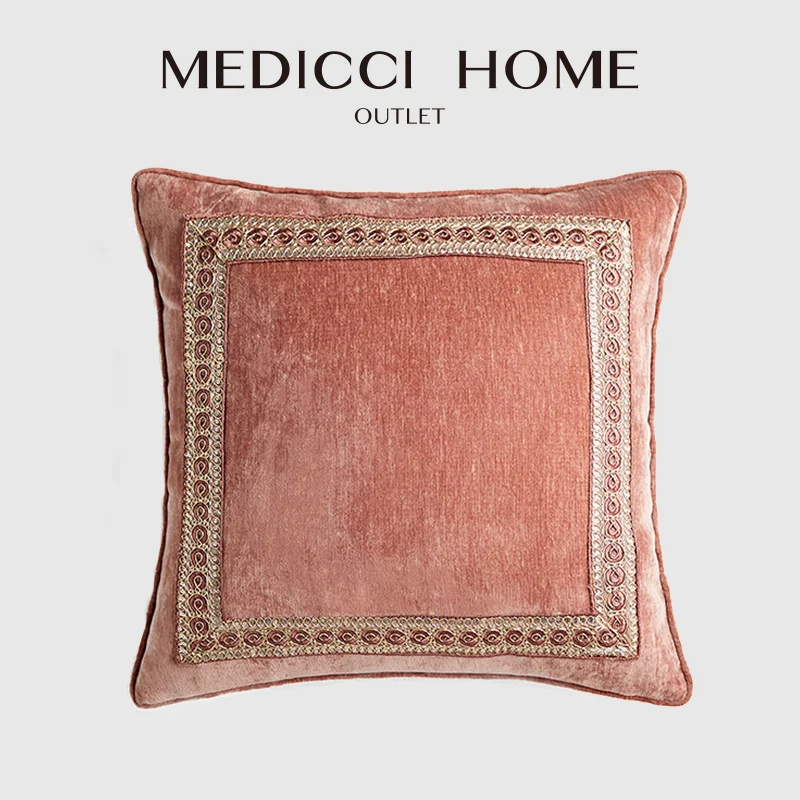 Medicci Home europejski styl poszewka na poduszkę Lotus różowy kolor szlachetna rodzina Sofa do salonu luksusowa poduszka Case z rocznika frędzle