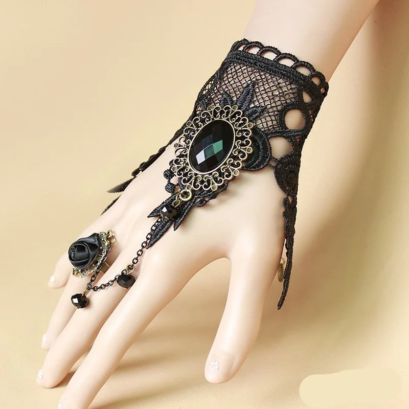 Gants steampunk vintage pour femmes, équipement de manchette de poignet, bracelets victoriens pour filles, costume A, accessoires de bijoux, vêtements de main en dentelle