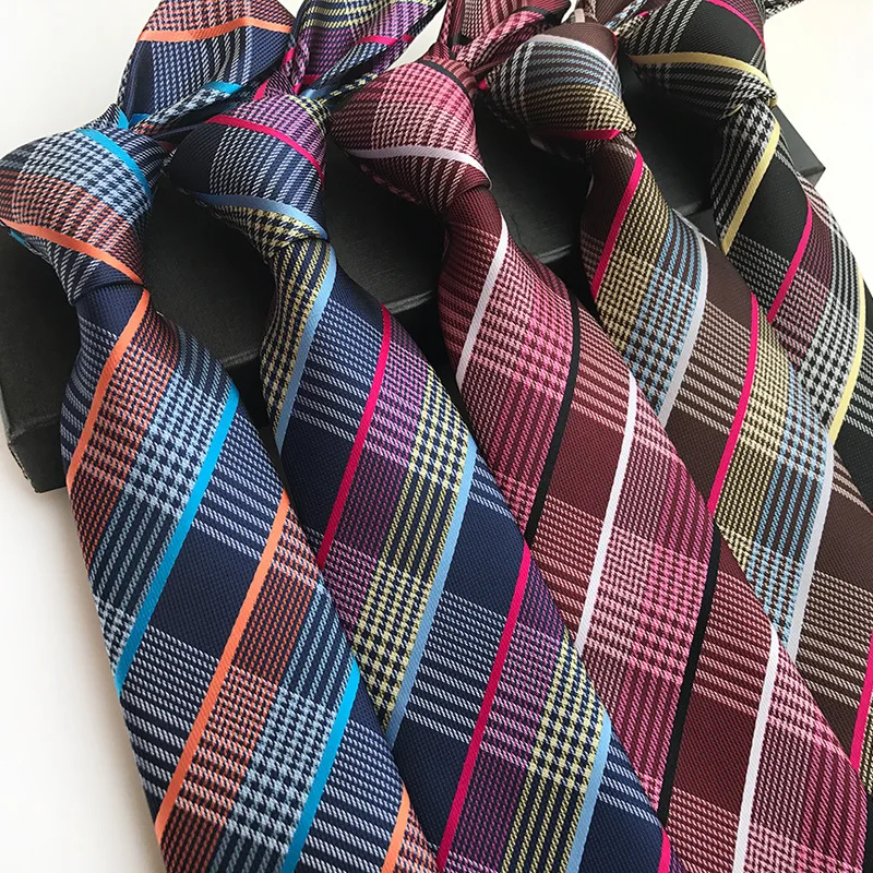 Fashion 8cm Silk Tie Red Balck Bule Stripe Jacquard weave Necktie for Men Business Wedding Party Formal Neck Ties Accessories