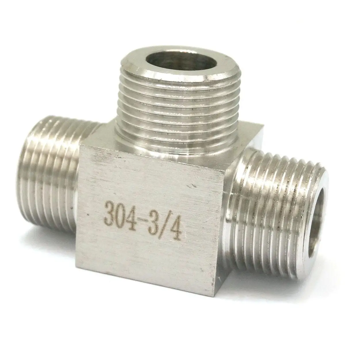 

3/4" BSPT male Threaded Tee 3 Way 304 Stainless Steel Pipe Fitting Connector Adapter Equal Max Pressure 2.5 Mpa