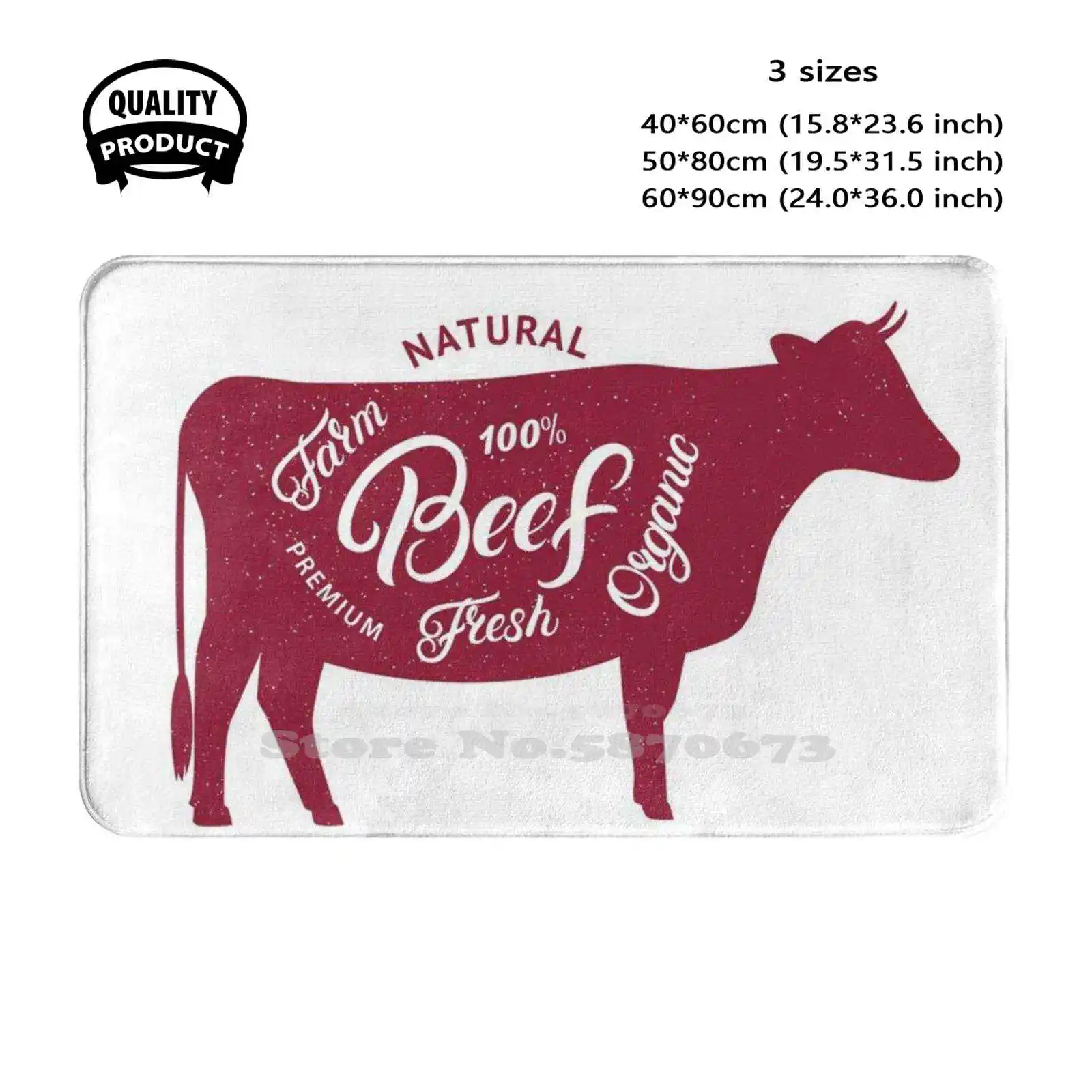 Butcher Shop : Cow Soft Cushion Home Carpet Door Mat Car Rug Cow Cooking Chef Restaurant Butcher Shop Grocery Meat Colorful