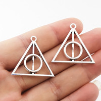 10pcs Charms Hallows Deathly 30x32mm Antique Silver Color Pendants Making DIY Handmade Jewelry Factory Wholesale