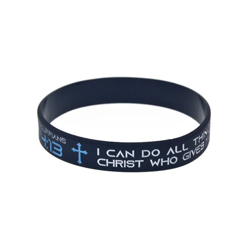 50 Stück Silikon-Armbänder mit dem Bibelvers aus Philipper 4,13: „Ich kann alles durch Christus, der mir Kraft gibt.“ – Detail 2