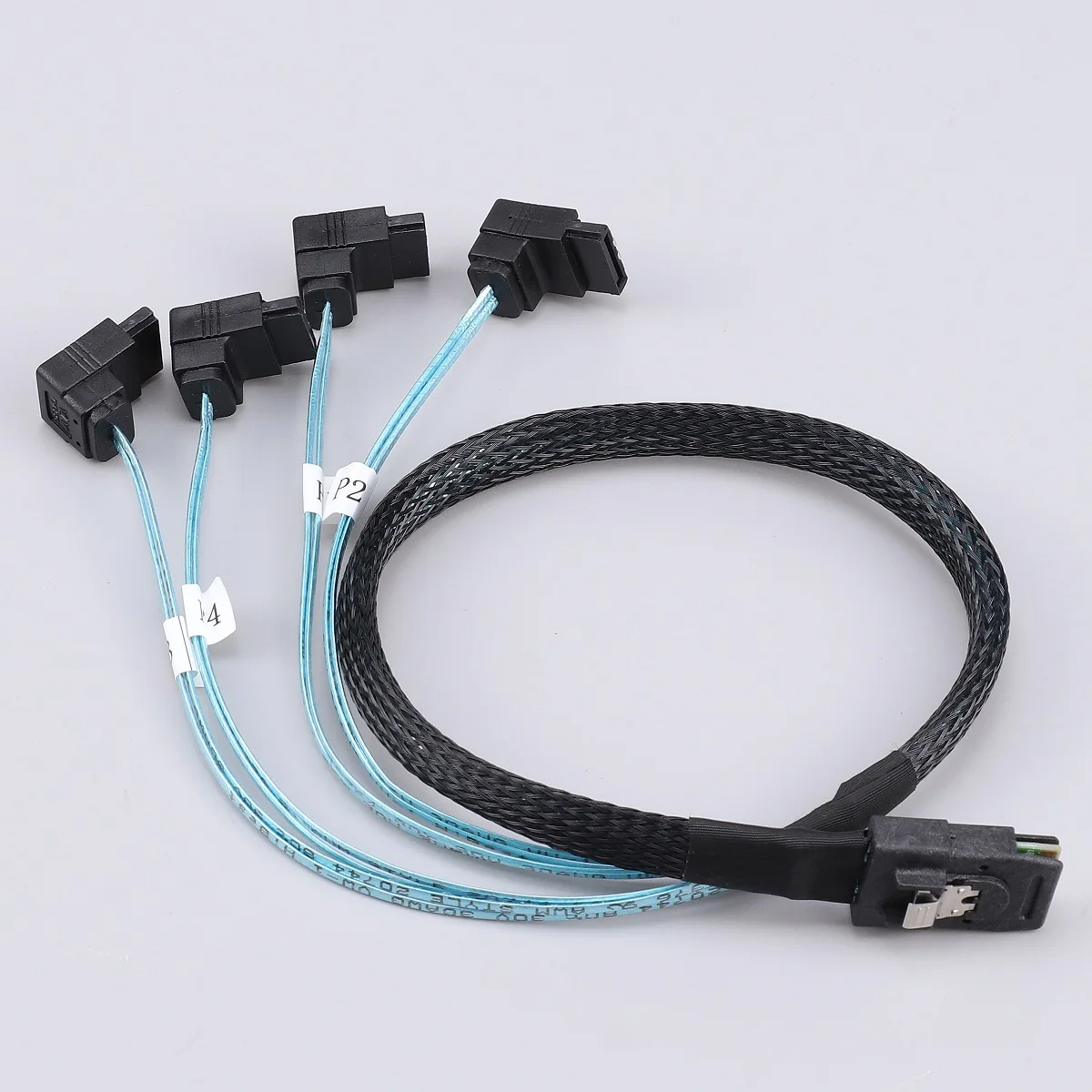 Elbow Mini SAS to SATA Adapter Cable SFF 8087 36P Controller 6gb to 4xSATA Forward Breakout Connector to 4 SATA Disk Data Cable