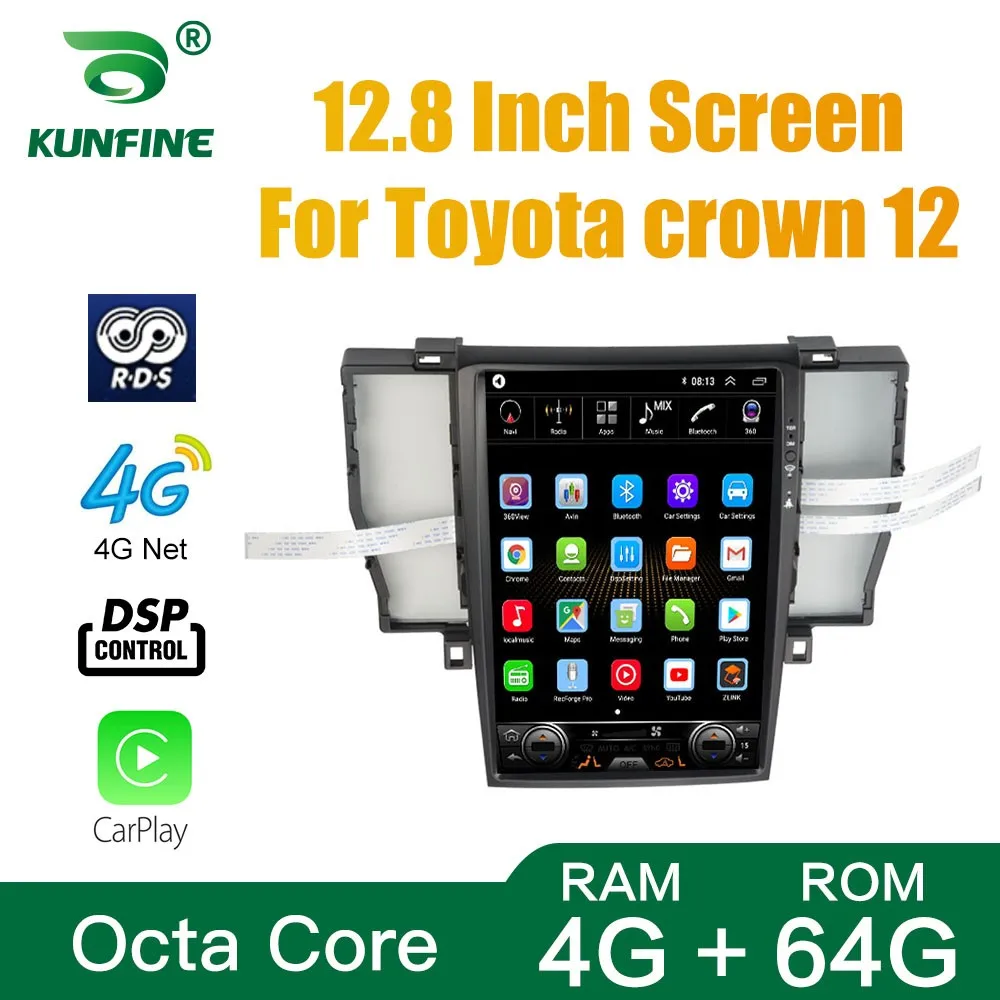 Tesla Style For Toyota crown 12 Car Stereo Radio Octa Core 4GB RAM 64GM ROM Android 10.0 Car DVD GPS Player Deckless