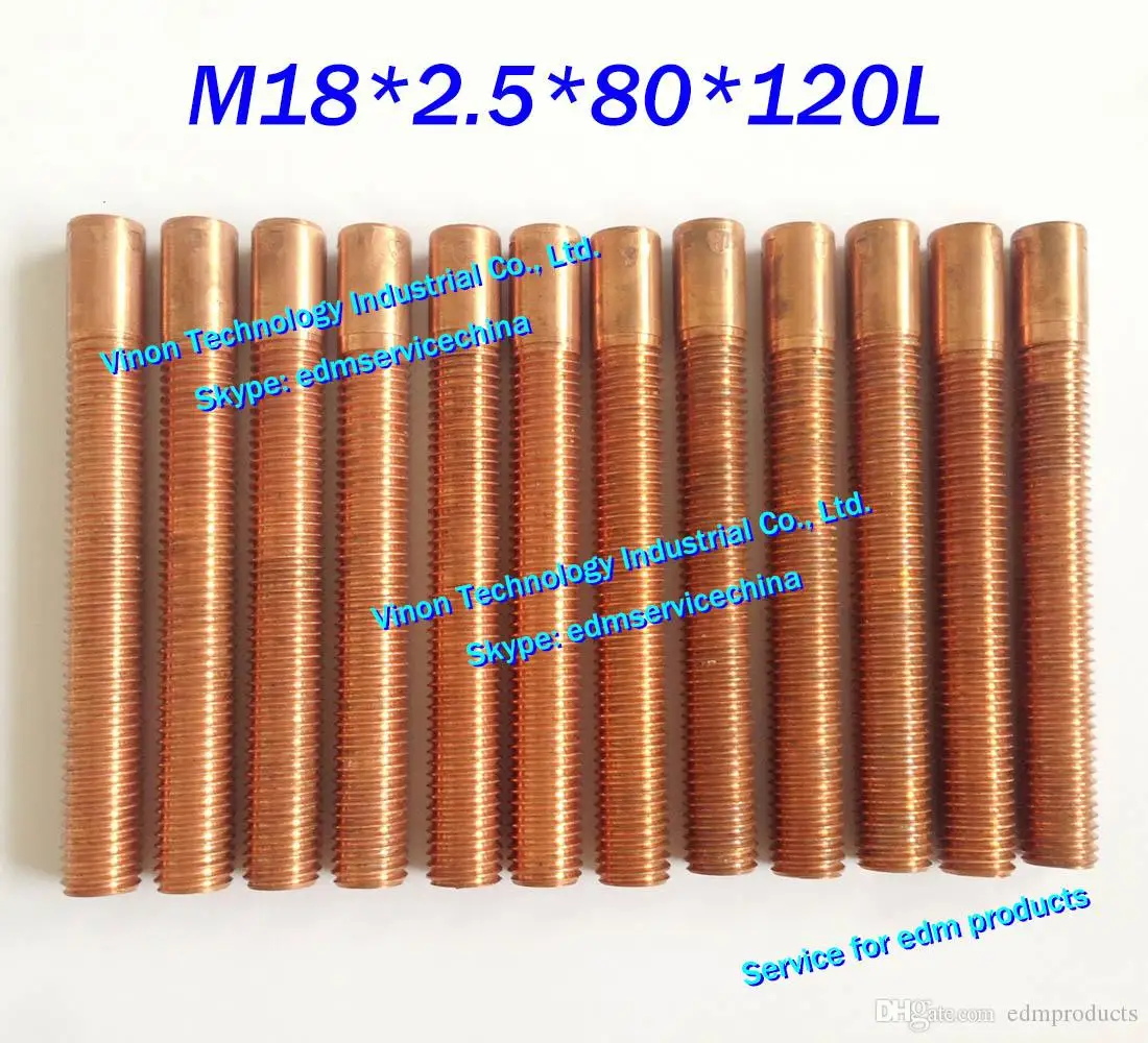 

(5PCS Pack) M18*2.5*80*120mm Tapping Electrode Copper, Copper Metric EDM Orbit Tapping Electrode M18 Threading Electrode for EDM