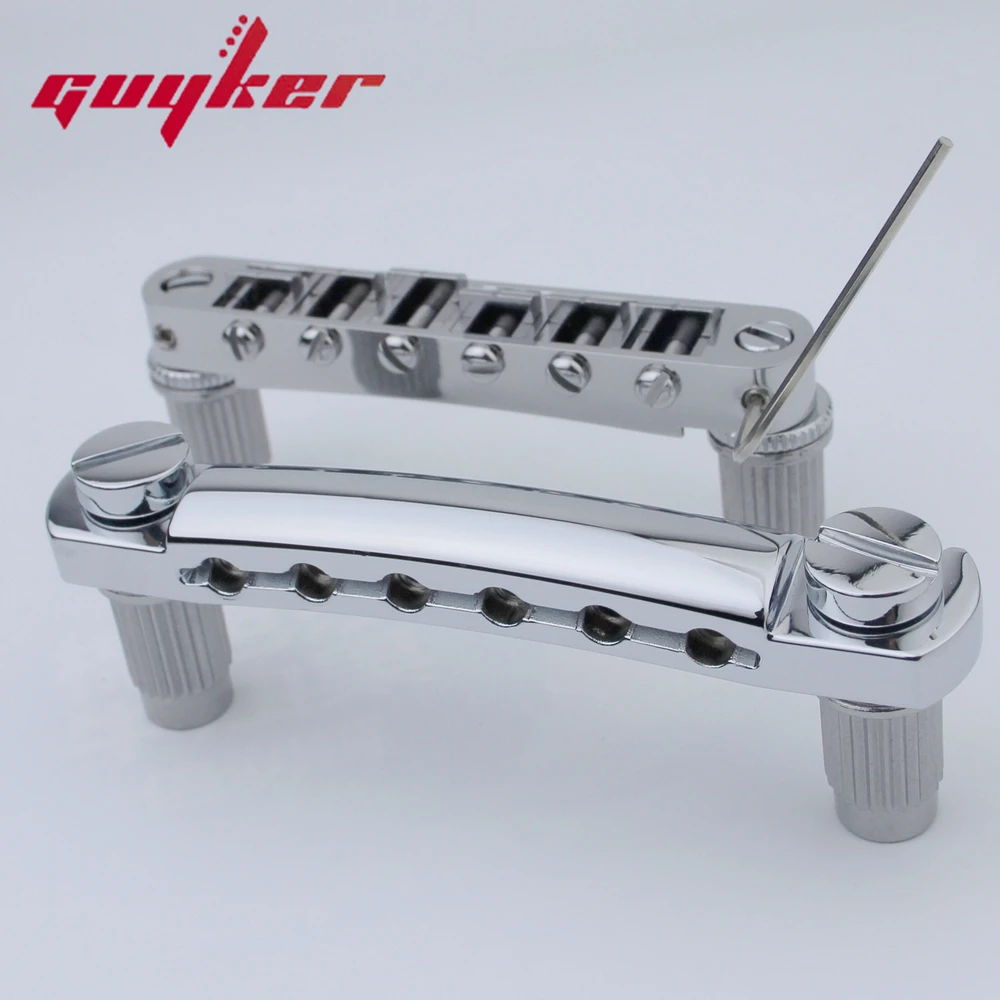 Tune-O-Matic LP SG Electric Guitar Bridge +Guitar Stop Bar Tailpiece with Anchors And Studs for LP SG Guitars Chrome Black