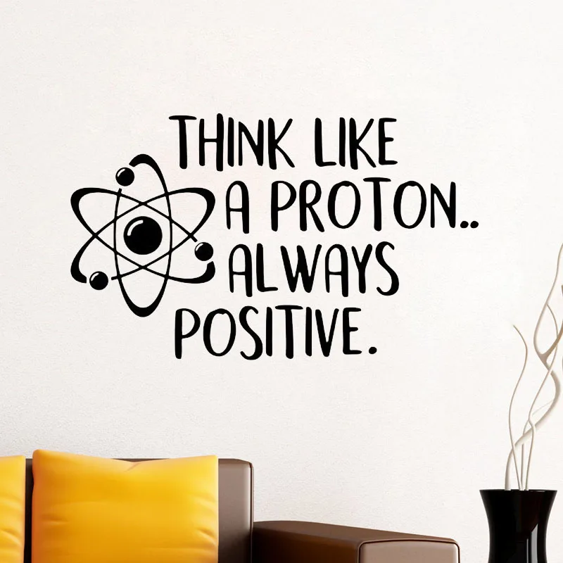 Think Like A Proton Always Positive Wall Decal Science Poster Inspirational Quote Wall Sticker School Education Vinyl Art Decals