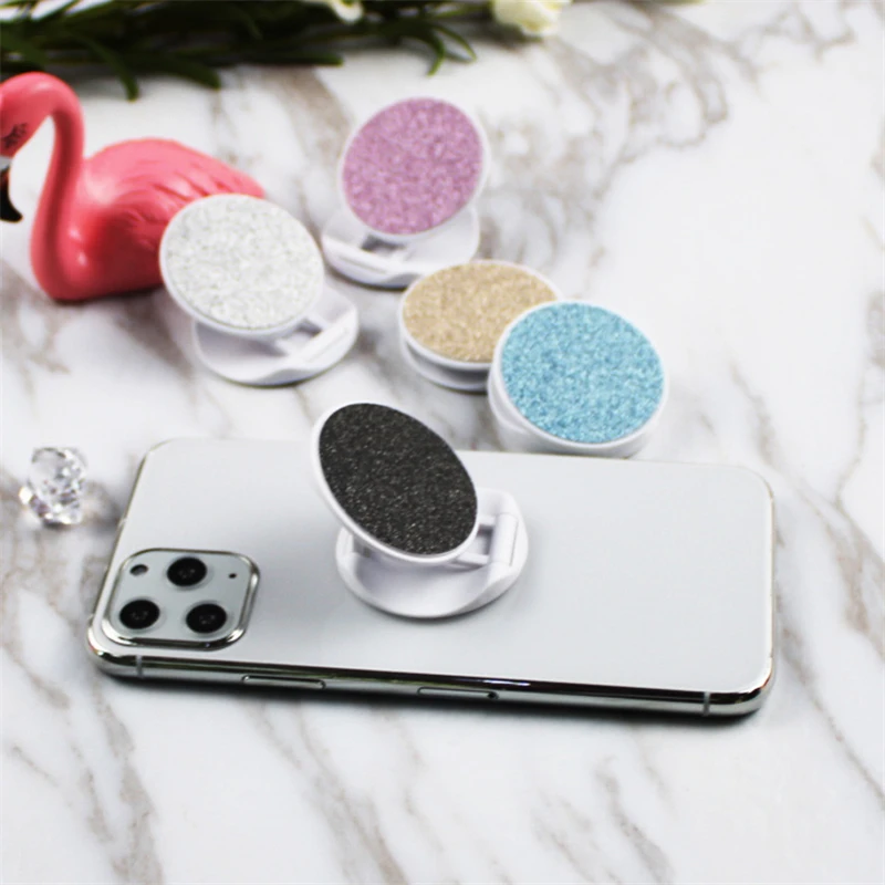 글리터 라운드 휴대폰 스탠드, 접이식 스트레치 브래킷, 전화 홀더 지지대, 1 개