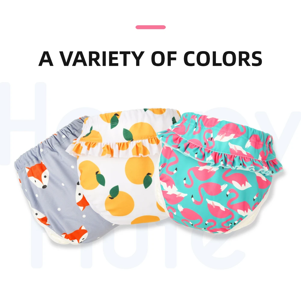 HappyFlute One Piece 7-17KG Soft Nappy Girls  Baby Cute Prints Soft Swimming Pants Waterproof Reusable Cloth Diaper