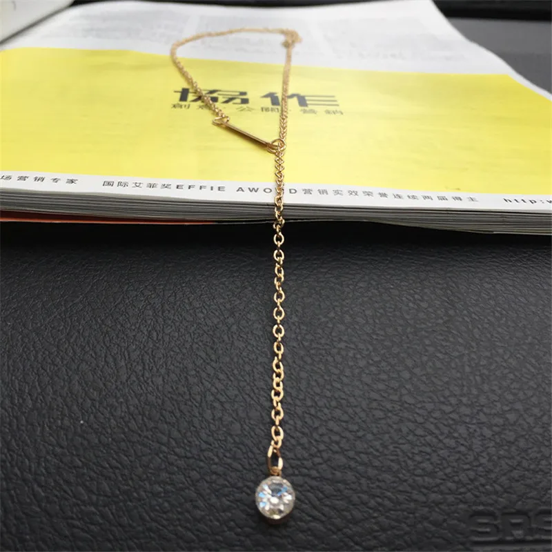 Sexy Crystal Pendants Necklace for Women Tassel Minimalist Necklaces Summer Beach Neck Jewelry Gold Color Chain Collares Bijoux