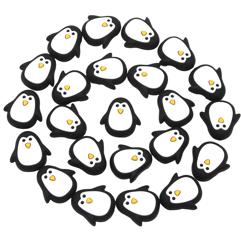 10PCs Penguin Beads Pacifier Pendants Accessories Chain BPA Free Chewable Teething Soft Baby Product Food Grade