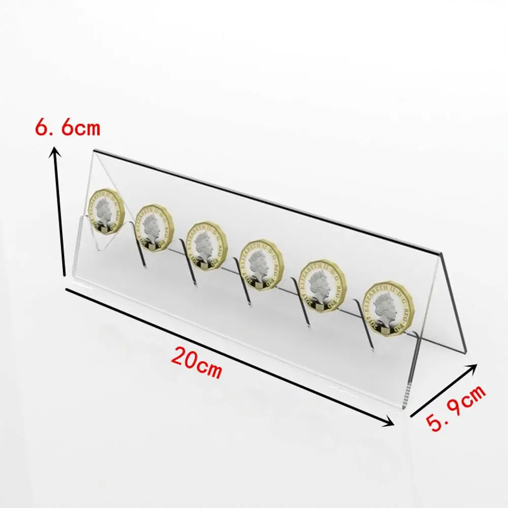 6-Slot Clear Acrylic Commemorative Coin Display Rack Holder Stand for Collector