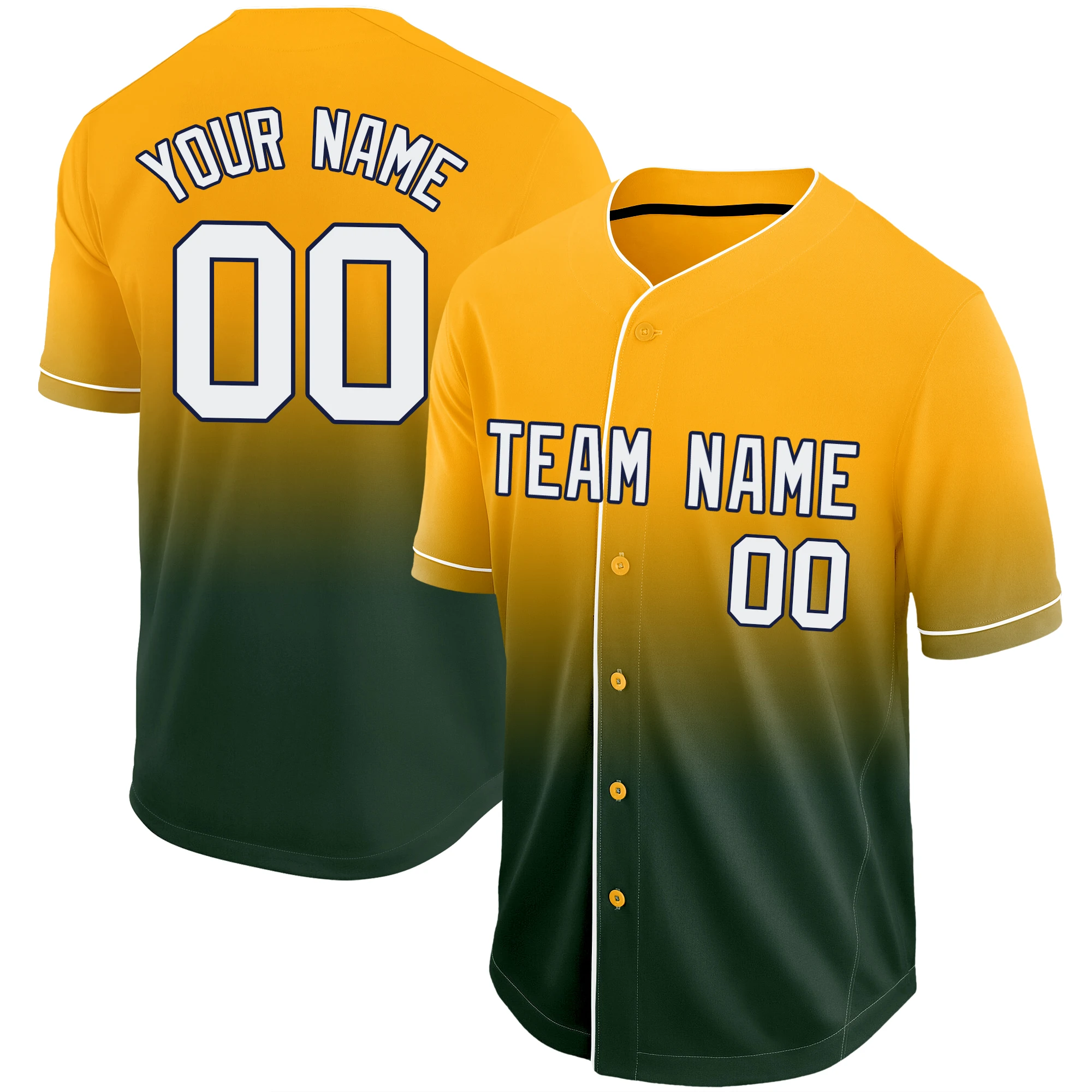 Custom Baseball Jersey Gradient Color Printing Team Name Number Baseball Shirt Hip-Hop Street Style Softball Shirt