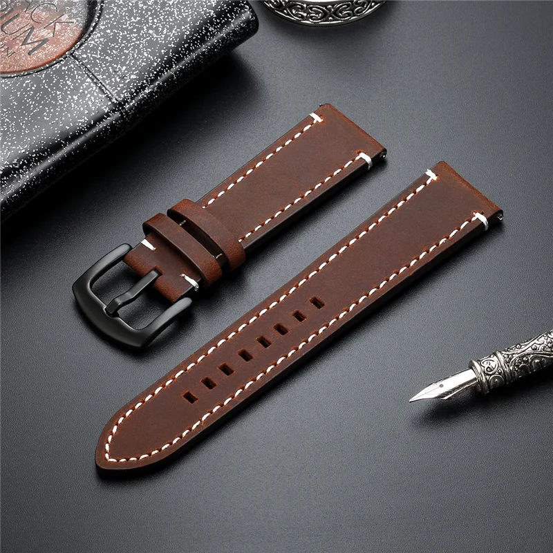 High Quality Quick Release Watchbands Crazy Horse Luxury Watch Straps 18mm 20mm 22mm 24 mm Double Sided Leather Wrist Band