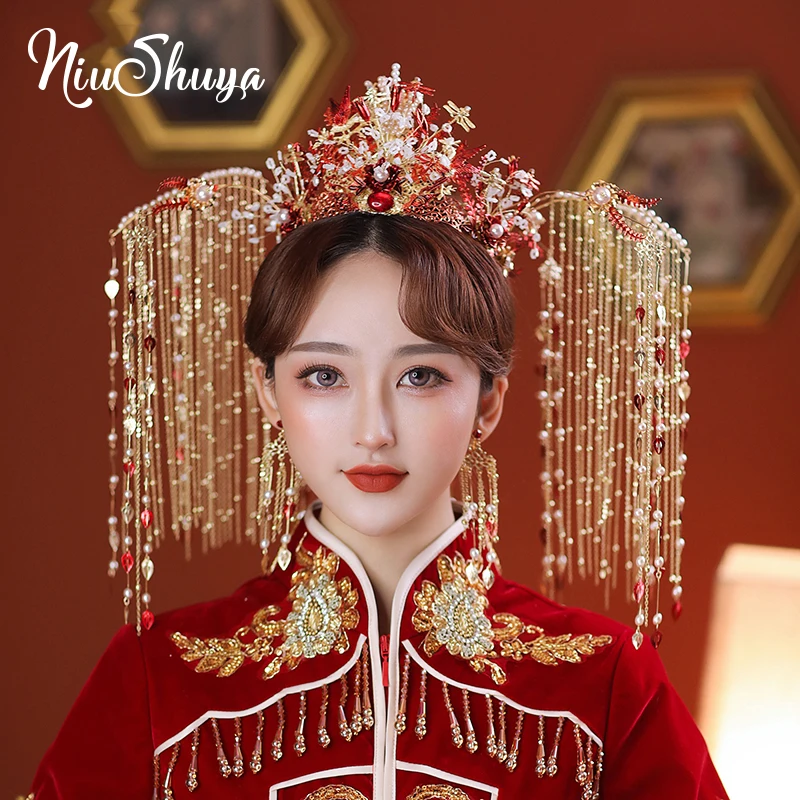 

NiuShuya Retro Chinese Princess Hair Tiara Crown Ancient China Costume Hair Accessory TV Play Stage Show Queen Hair Jewelries