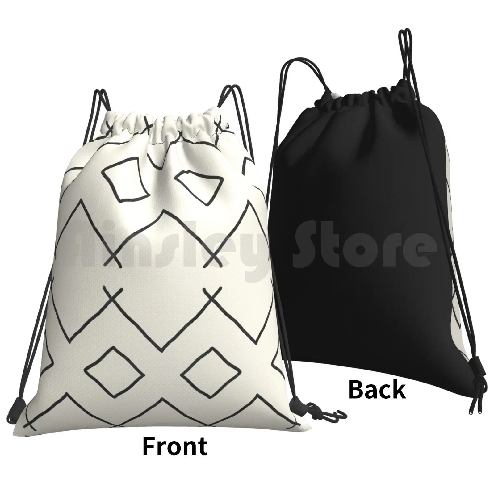 Bath In Cream Backpack Drawstring Bags Gym Bag Waterproof Mud Cloth Mudcloth Bohemian Tribal Ethnic Africa African Dye