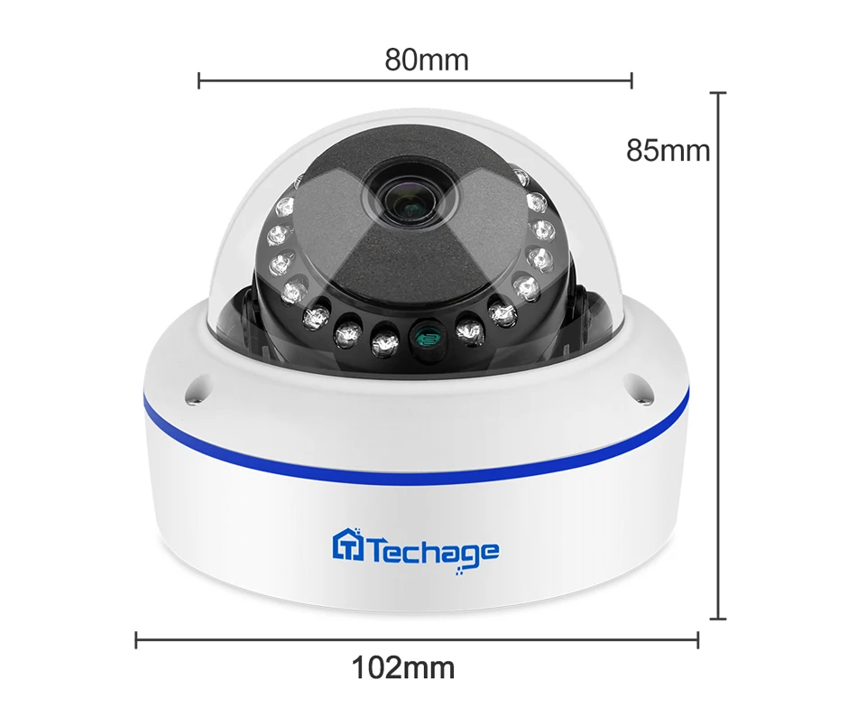 Imagem -06 - Techage-câmera de Vigilância hd ip Poe Dome Indoor Câmera Cctv à Prova de Explosão Gravação de Áudio P2p Video Security 4mp 5mp