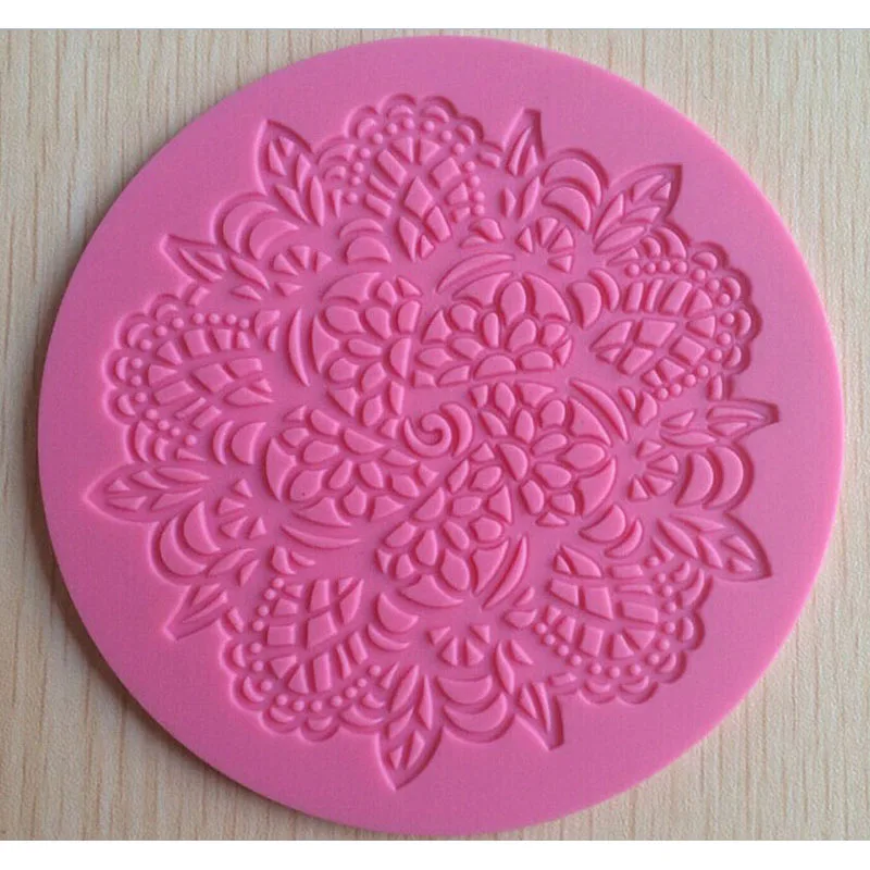 Round Crown Shape Cake Silicone Mat Sugarcraft Fondant Cake Decorating Tools Kitchen Baking Silicone Lace Molds