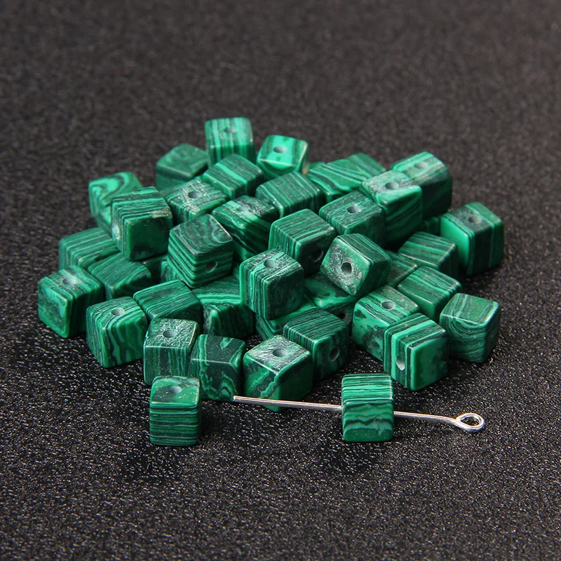 Wholesale 4/6/8mm Malachite Square Loose Spacer Bead Natural Stones Beads For DIY Bracelet Necklace Earring Jewelry Findings