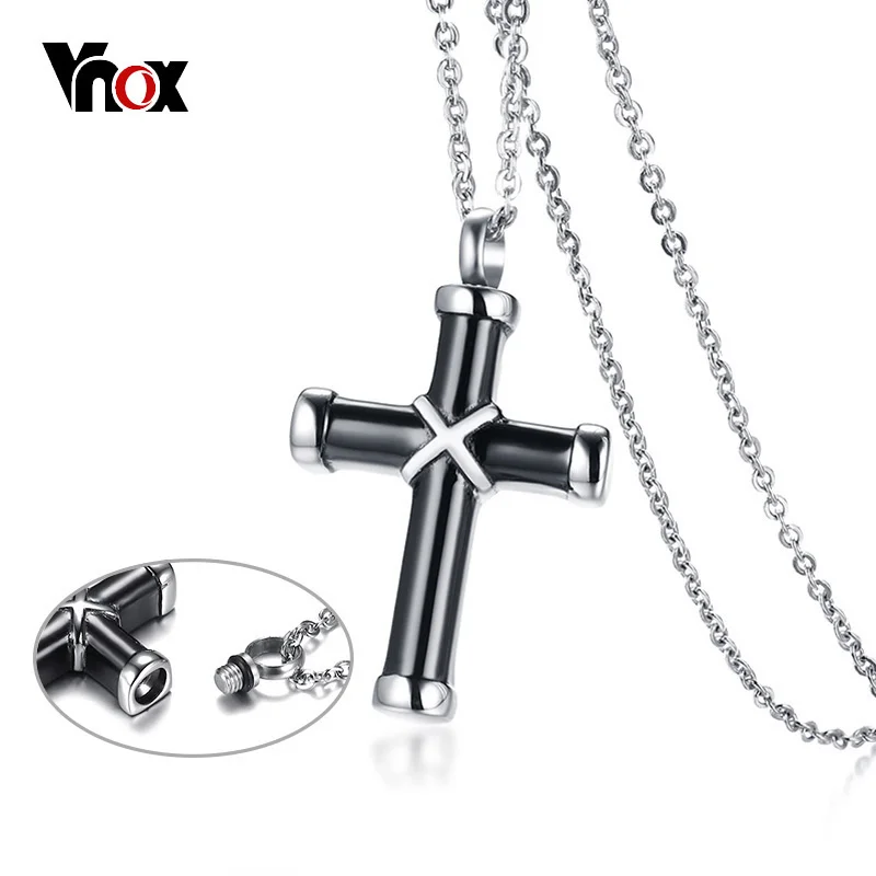 

Vnox Hollow Cross Pendant For Men Women Necklace Memorial Cremation Urn Stainless Steel Stylish Unisex Jewelry Memory Cat Pet