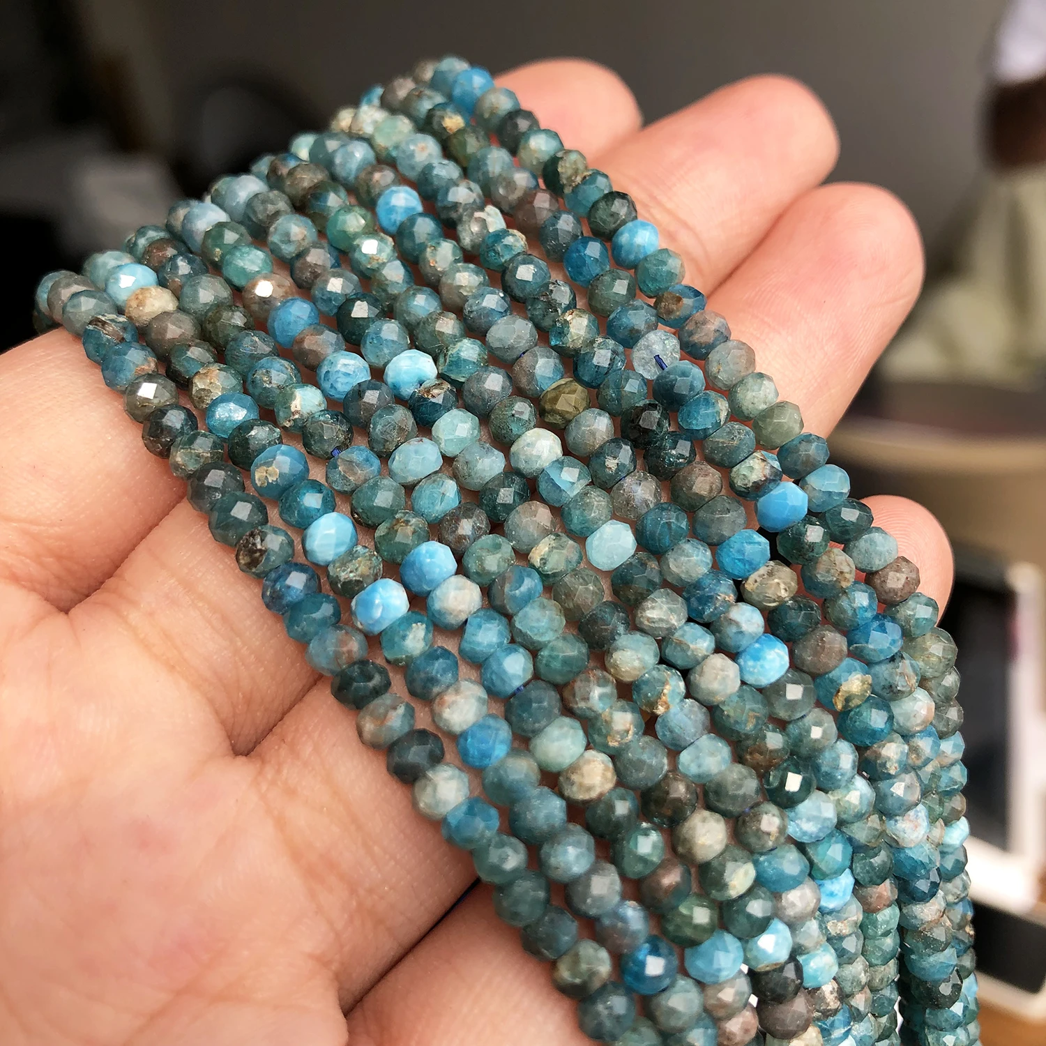 Blue Apatite Faceted Stone Beads Loose Spacer Beads for Jewelry Making Earrings DIY Necklace Bracelet Charms15