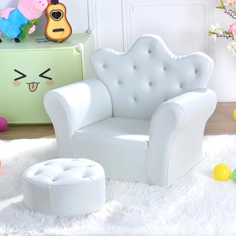 High-quality Children's Furniture Sofas Korean Style Crown Pull Buckle Combination Sofa Fashion Foot Stool Baby Birthday Gift