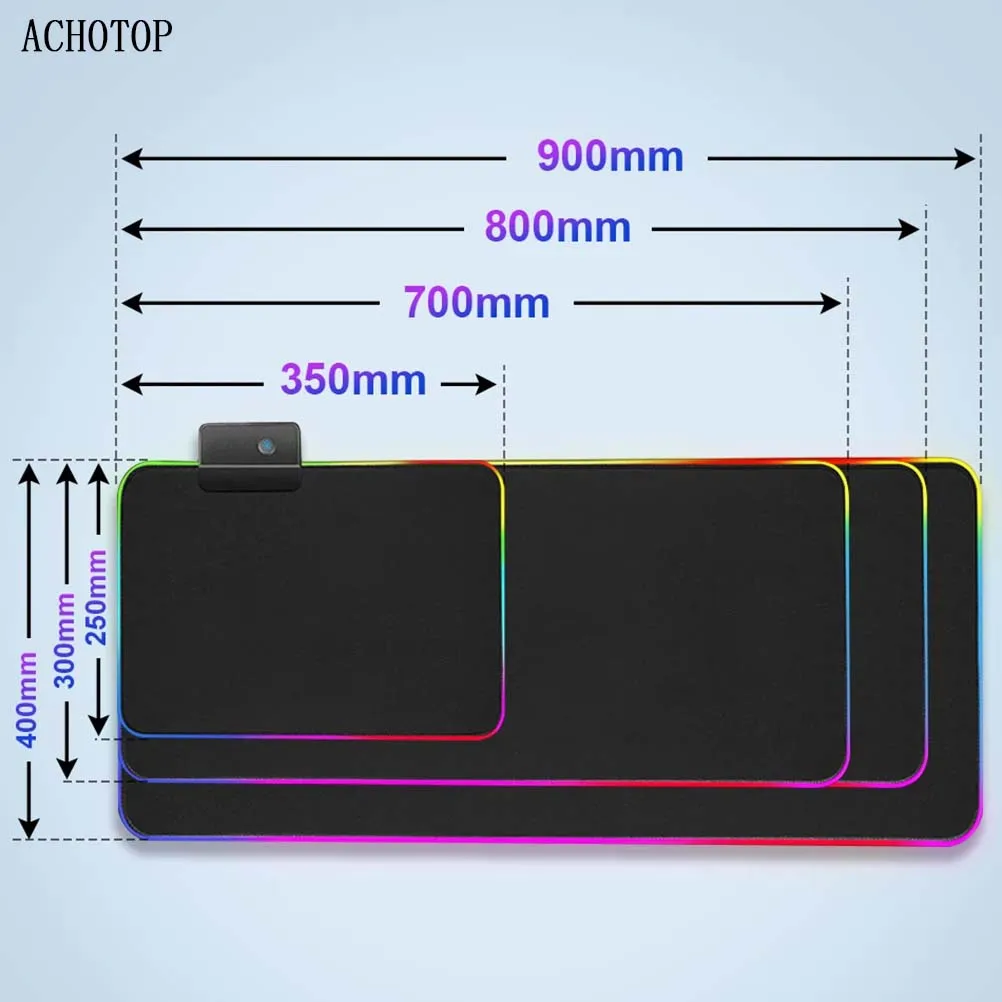 Imagem -06 - Diy Personalizado Personalizado Mouse Pad Iluminação Led Grande Gaming Mousepad Rgb Iluminação Portátil Mesa Tapete de Borracha Gamer Tapete