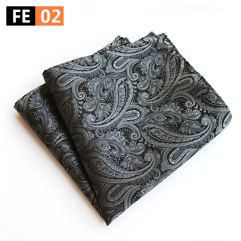 New Design Polyester Hanky Gold & Black Paisley Men Fashion Plaid Pocket Square Handkerchiefs for Men Suit Tie Handkerchief