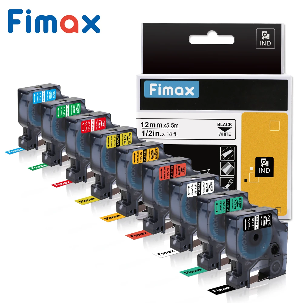 Fimax 1 Pcs 18443 18431 18434 18444 Compatible DYMO Rhino IND Vinyl Label 18432 1805430 1805431 for Dymo Rhino 4200,5000,5200