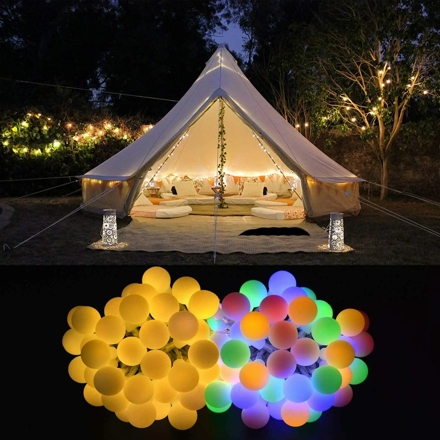 USB alimentato 100 LED Globe Ball String Light Outdoor Party Decor Christmas Garden Holiday light App Control RGB