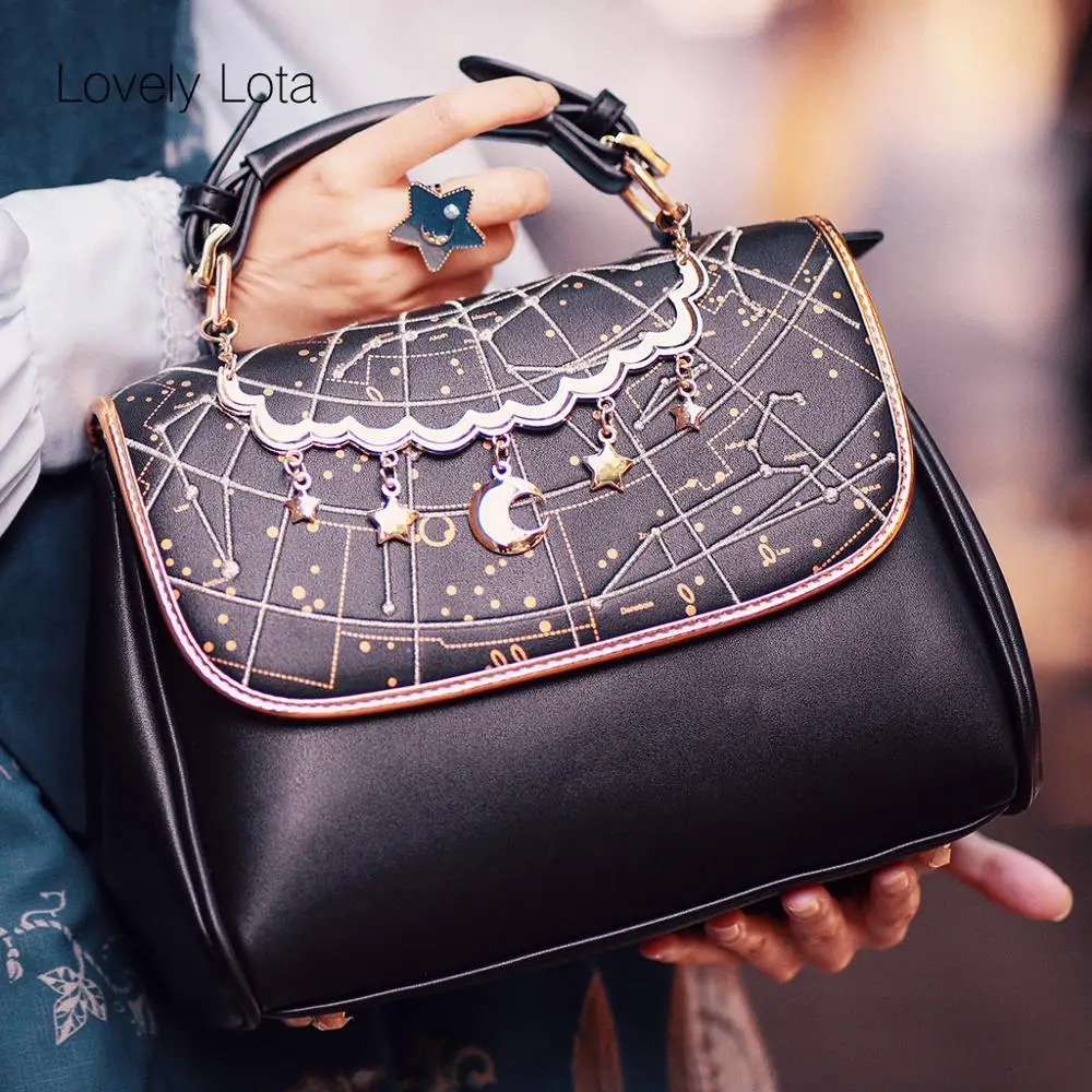 Japanese student sweet lolita backpack vintage falbala cute bowknot love kawaii girl Constellation bag temperament girl