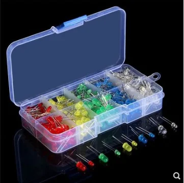 100Pcs!!!  3MM LED Diode Kit Mixed Color Red Green Yellow Blue White + BOX