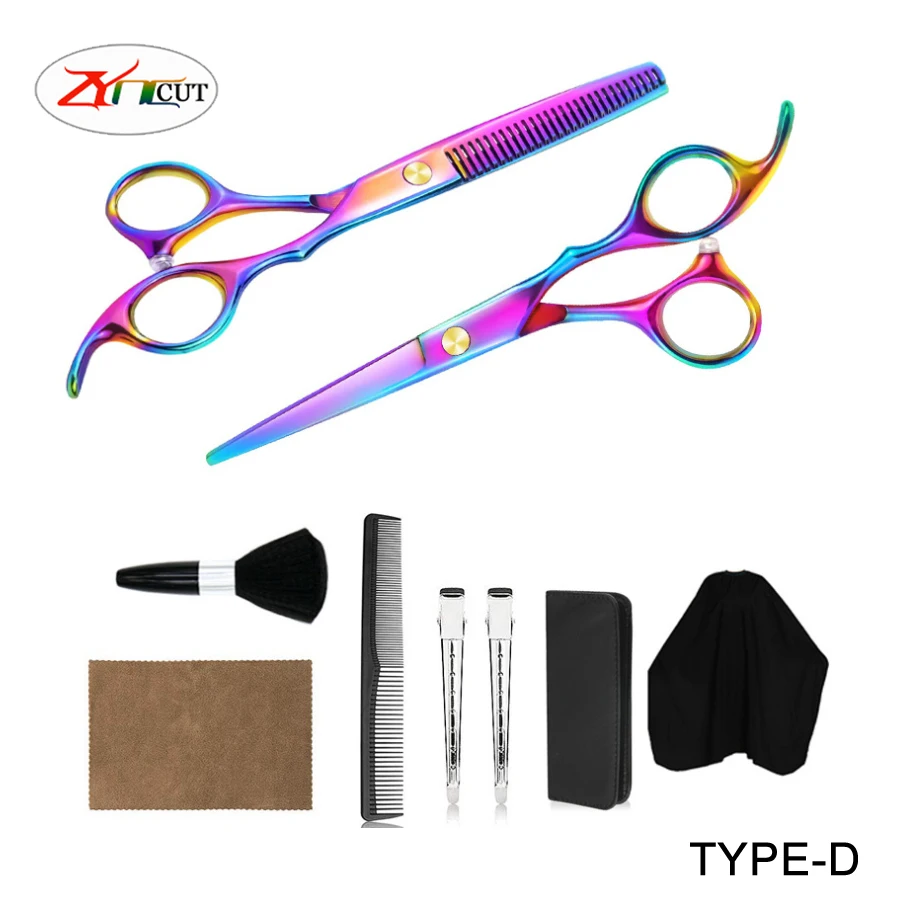 

Stainless steel gorgeous color haircut scissors, flat scissors, thin scissors, bangs scissors set combination