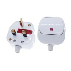 UK 3 Pin Switch 250V 13A AC Power Plug With Switch Male Electrical Socket Fused Connect Cord Overload Protection Adapter