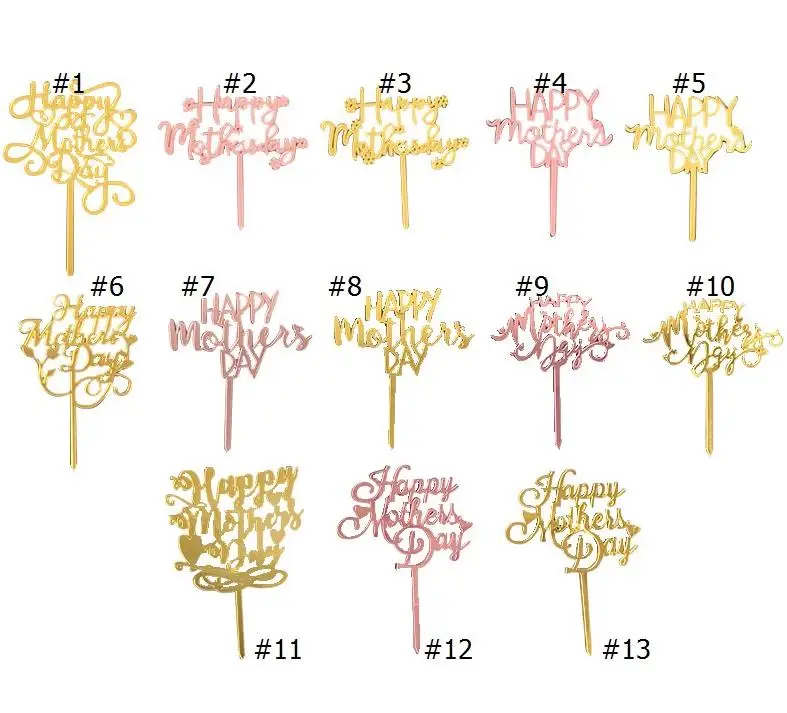 

500pcs Happy Mothers Day Cake Topper Acrylic Best Mom Cake Topper for Mother's Day Birthday Party Cake Decoration SN3813