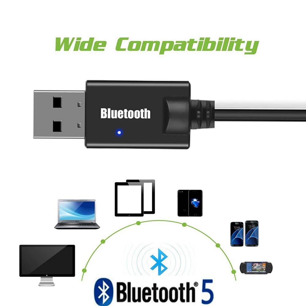 Bluetooth Audio Receiver USB Dongle 3.5mm Jack Car Audio Aux Wireless 5.0 Handsfree Kit For Car MP3 Player Audio Transmitter