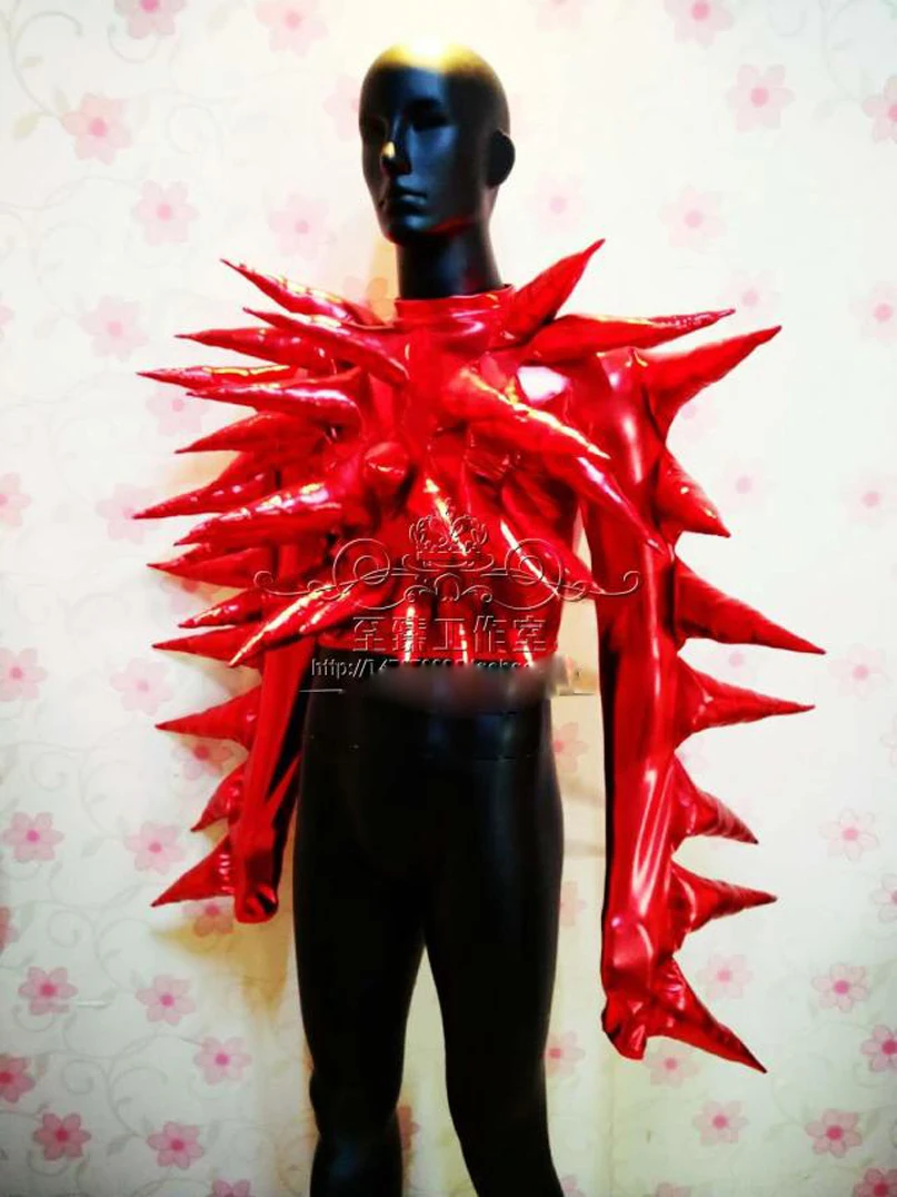 

spike theme women dress dj outfits Red ballroom dance stage costumes Cone clothe perform suit bar clothing