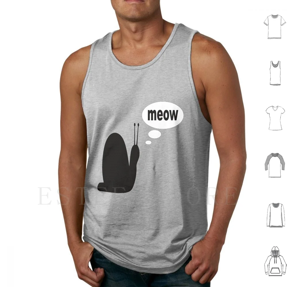 Meow Tank Tops Vest Cotton Ryan Munson Humor Meow Snail Gary