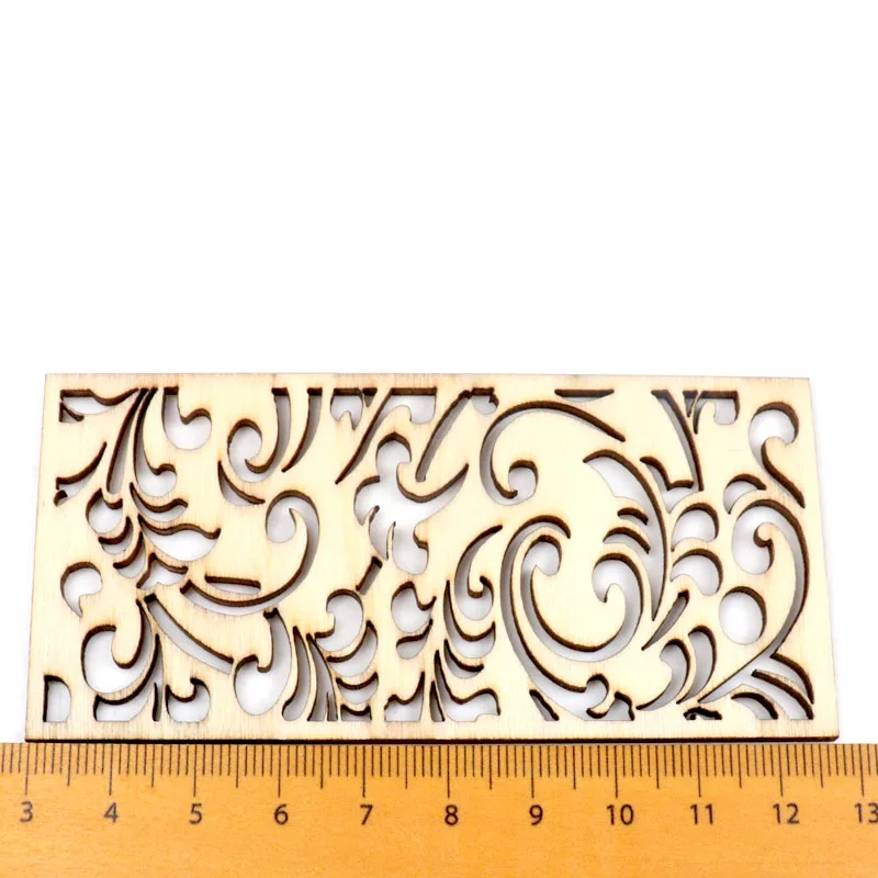 Chinese Style Retro Frame Lace Pattern Wooden Scrapbooking Sewing Home Decoration Craft Handmade Accessory 5pcs 9.9x4.8cm MZ408