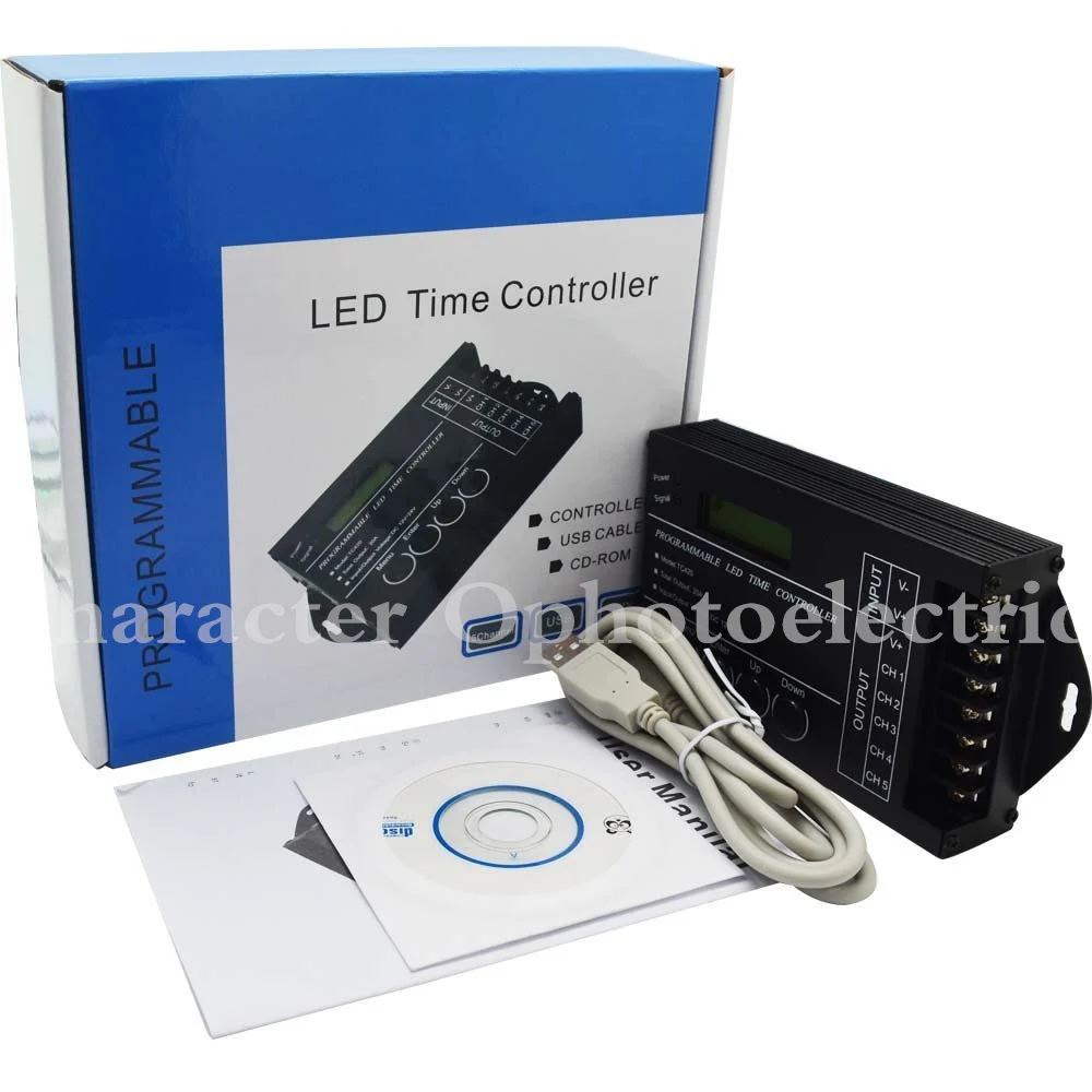 

TC420 Time programmable RGB LED Controller DC12V-24V 5Channel LED Timing dimmer Total Output 20A Common Anode with USB Wire